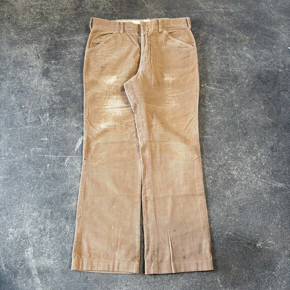 Vintage 70s Haggar Corduroy Bootcut Pants 36x32 Brown Relaxed Loose Trashed - Picture 1 of 8